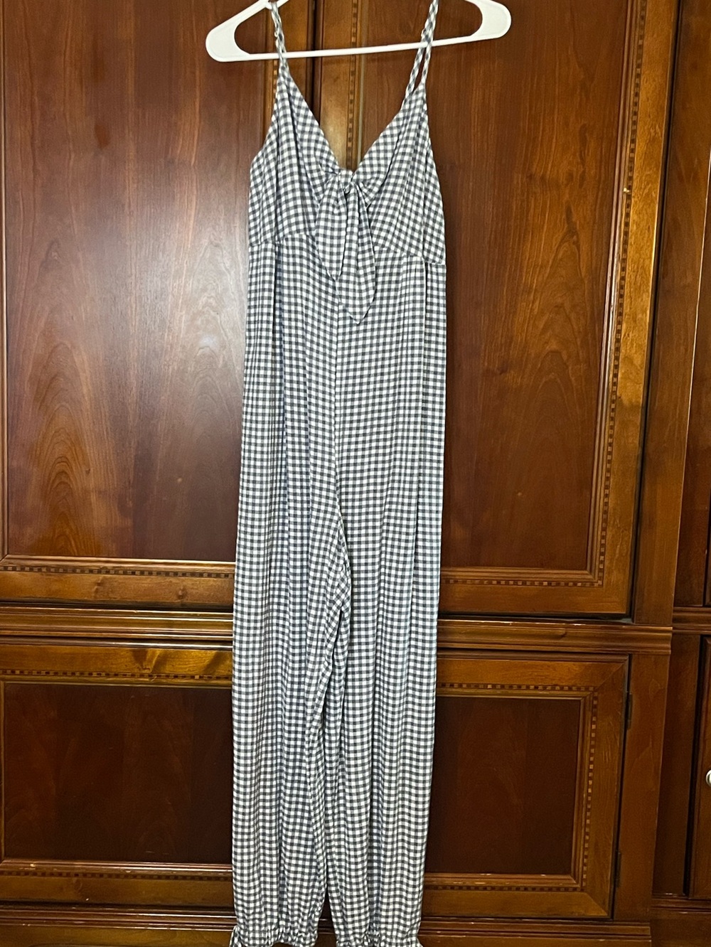 Black & White Gingham Tie-Front Jumpsuit